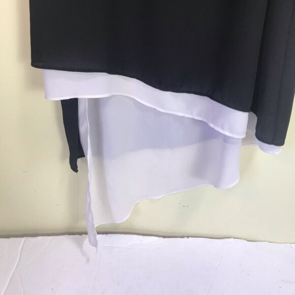 BCBG MaxAzria Gigi Asymmetrical Light Tank MIDI Dress Flowey Black White Sheath - Picture 8 of 13